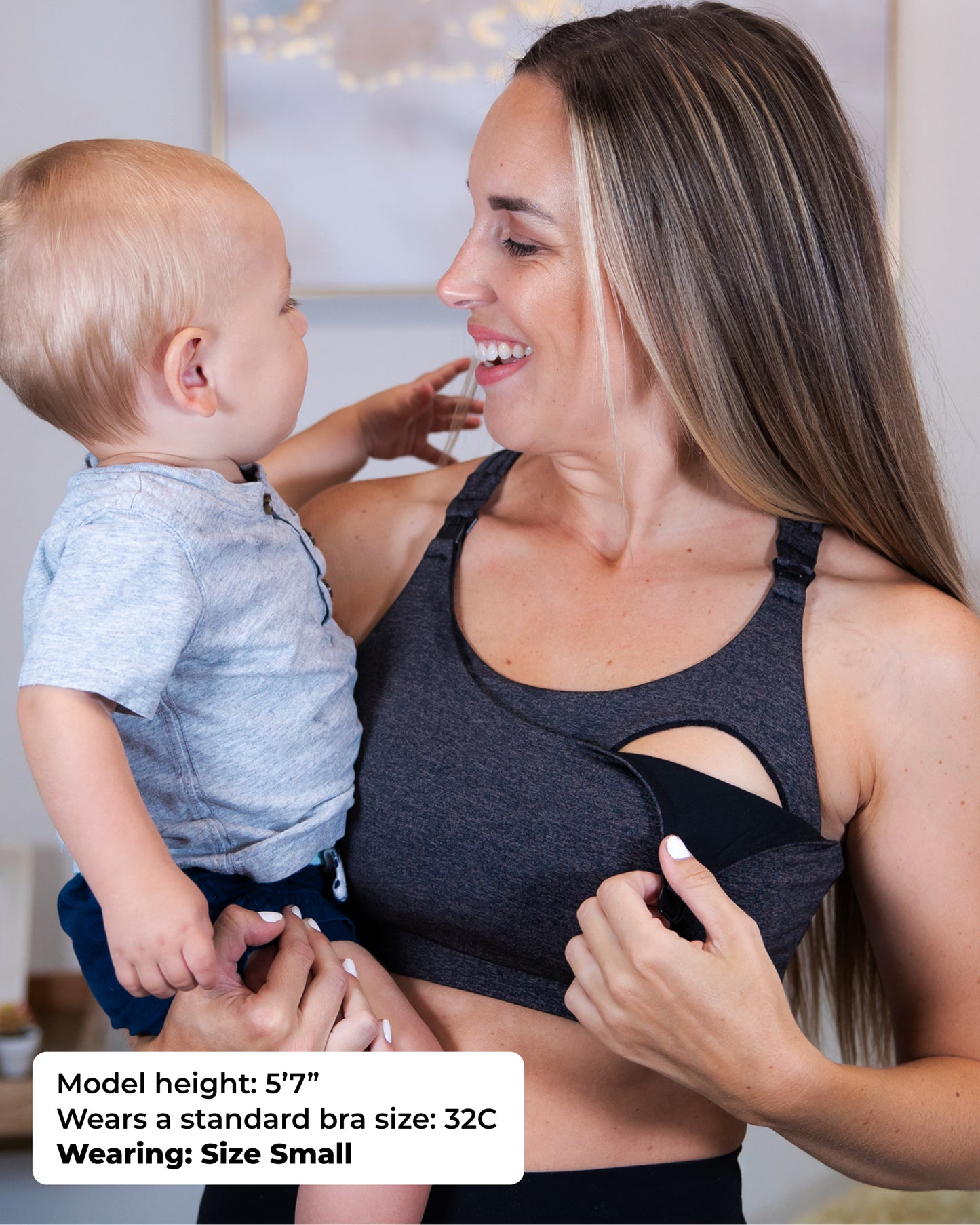 Ultra Soft Active Nursing MomBra - FIXED Pads (Heathered Black)