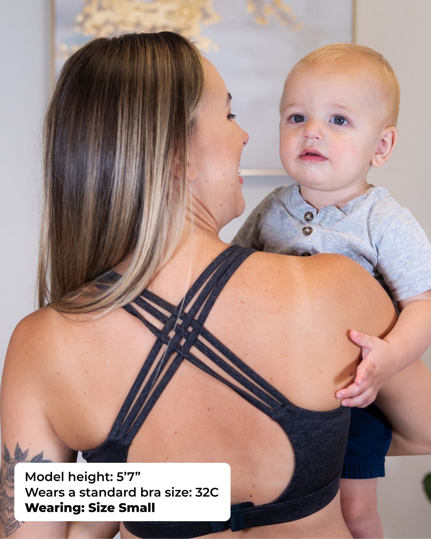 Ultra Soft Active Nursing MomBra - FIXED Pads (Heathered Black)