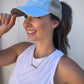 Light Blue Floral Ponytail Mama Hat