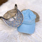 Light Blue Floral Ponytail Mama Hat