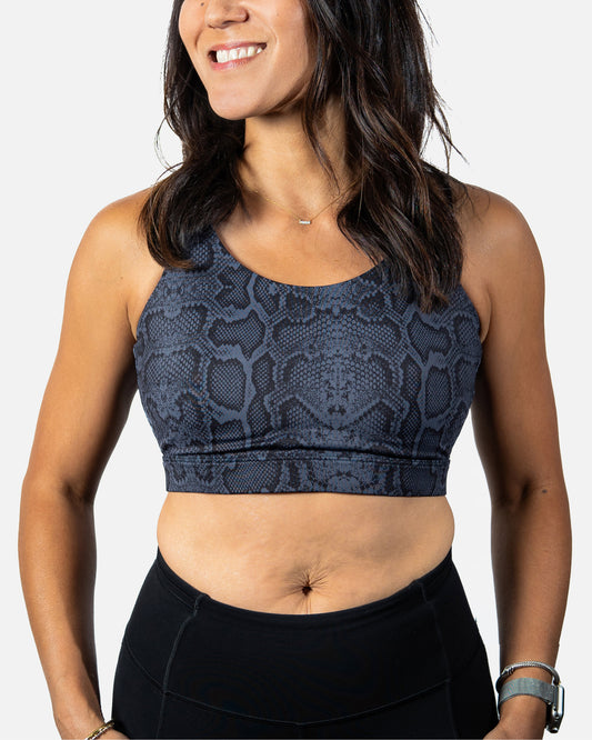 Ultra Comfort Active Nursing Bra - FIXED Pads (Steel Python Mombra)