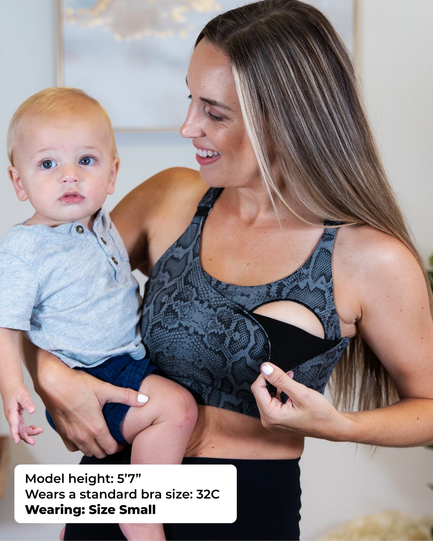 Ultra Comfort Active Nursing Bra - FIXED Pads (Steel Python Mombra)
