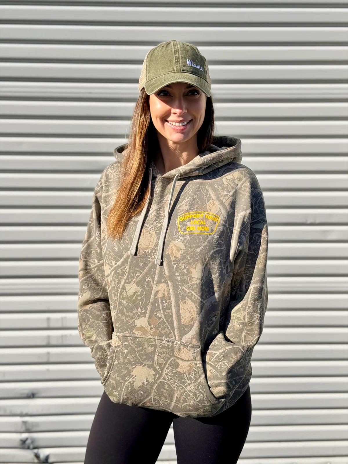 SUPPORT YOUR LOCAL GIRL MOM TREE CAMO HOODIE